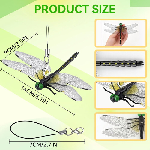 12τμχ Κλιπ Dragonfly, 3D διακόσμηση dragonfly εξωτερικού χώρου, απωθητικό εντόμων 1