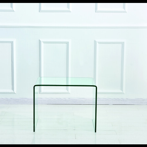 Tempered Clear Bent Glass SideTable, Transparent End Table, Sofa table 1
