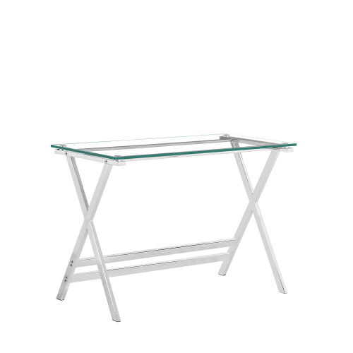 Glass Computer Desk, Transparent Tempered Glass Laptop Table with Rounded Edges Desks, Sofa Table 2