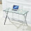 Glass Computer Desk, Transparent Tempered Glass Laptop Table with Rounded Edges Desks, Sofa Table 4