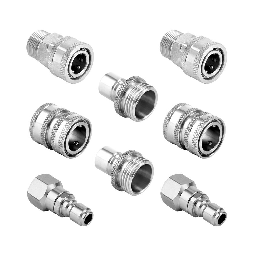 Pressure Washer Quick Connect Kit,Swivel M22 14Mm To 3/8In Quick Connect,3/4In To Quick Release,For Power Washer, 8 Pack 4713134042940