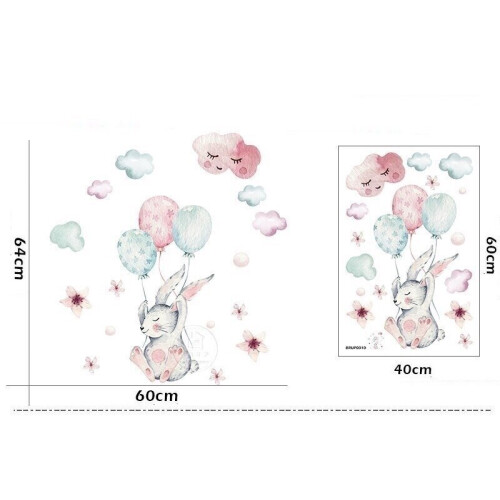 Vinilo decorativo infantil de conejito con globos. 2