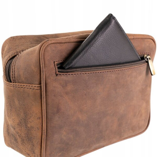 Echtleder-Herrenhandtasche R7, braun 2