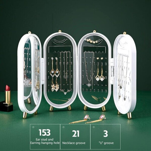 Amxcnoy Foldable Jewelry Cabinet with Design Display - White 1