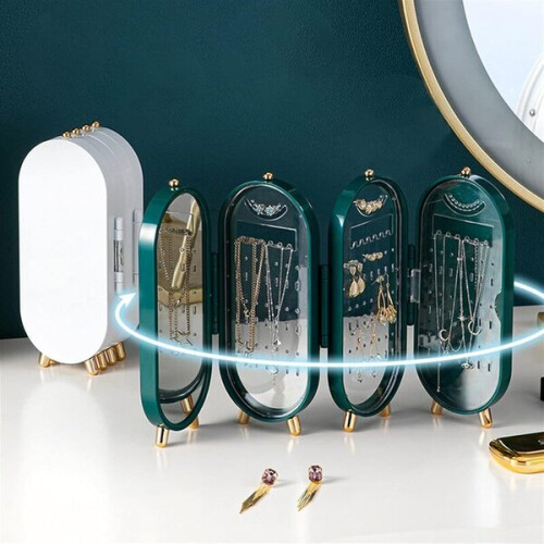 Amxcnoy Foldable Jewelry Cabinet with Design Display - White 2
