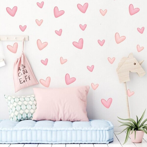 Pegatinas para ventanas de pared - Corazones rosas 2