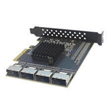 PCIe-Adapter 4-Poorts SFF-8087 Naar 16-Poorts SATA3.0-Uitbreidingskaart SATA3.0-Controller voor Win10/11/2003/Linux