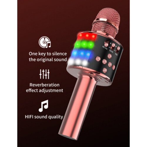Microfono karaoke wireless Bluetooth D168 con altoparlante, nero 2