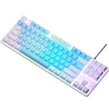 Mechanisch Toetsenbord met 87 Toetsen Groene As Gamingtoetsenbord Bedraad Toetsenbord met Achtergrondverlichting voor Pc Laptop Kantoorgame D