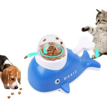 Kattefoder, Hvalformet Godbidder Dispenser til Katte Hunde, 2-i-1 Interaktiv Maddispenser