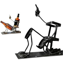 Metal Bottle Holder Sculpture, Decorative Wine Display Stand for Home Bar Kitchen