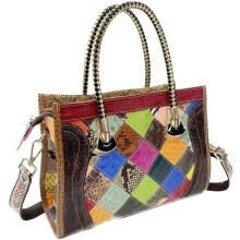 Echtleder Handtasche Mode patent Leder quadratische Steppung Top Handle Satchel