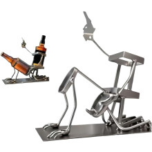 Metal Bottle Holder Sculpture, Decorative Wine Display Stand for Home Bar Kitchen