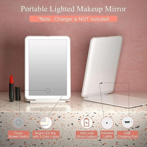 Miroir de maquillage de voyage rechargeable 1