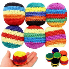 6 pezzi footbag fatti a mano uncinetto, palline giocoleria colorate per adulti