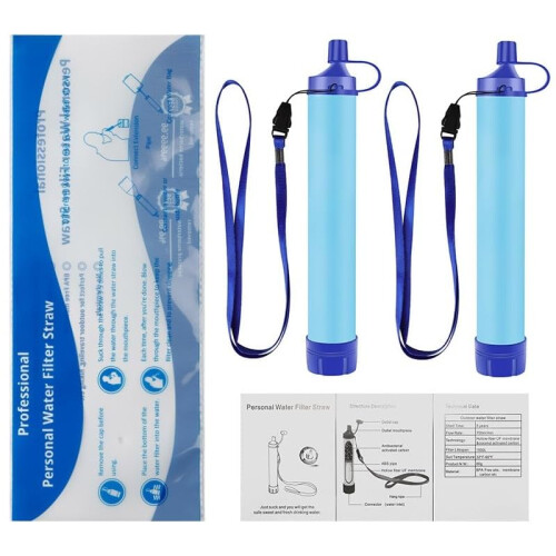 2-pack Portabel Vattenfilter Överlevnadsutrustning - Emergency Preparedness för Vandring Camping