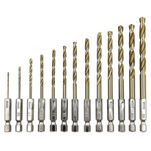 Set 13 punte titanio, gambo esagonale 1/4", acciaio ad alta velocità per avvitatore
