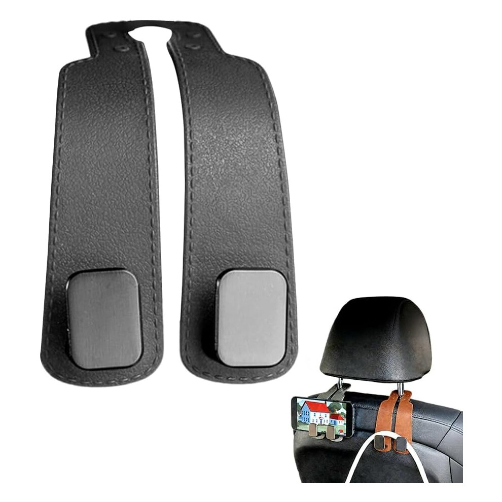 2-Pack Car Headrest Hooks, Leather-Wrapped Seat Back Hanger For Purses & Bags 5437706979289