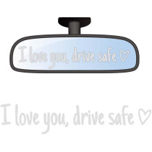 3 decalcomanie specchio "I Love You Drive Safe", cuore per coppie