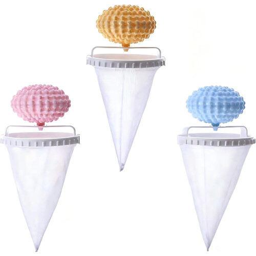 3 attrape-poils lessive, filet machine à laver