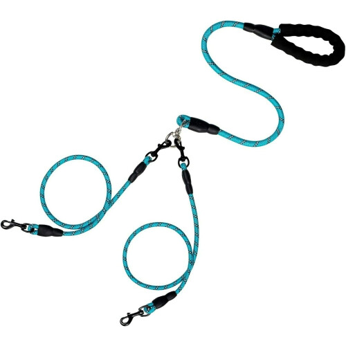 Laisse double triple chien, pivot 360 réfléchissant