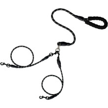 Dobbelt & tredobbelt hundesnor, filtrefri 360 drejelig, reflekterende nylon til multi-hunde