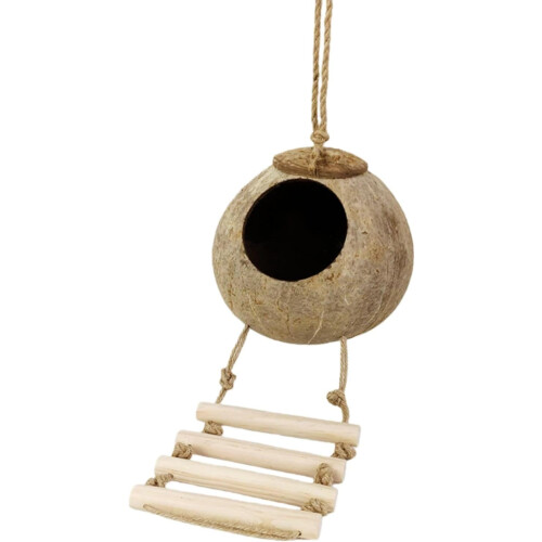 Kokosnussschale Vogelnest, mittel mit Leiter