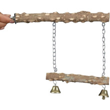 Natuurlijke huajiao houten brug schommel voor vogels, papegaai zitstok met RVS kettingen