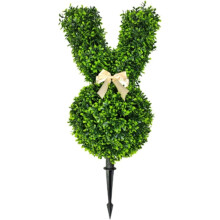 Topiaria coniglio pasquale artificiale 56 cm, bosso finto da montare per portico