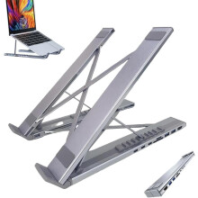 2026 nieuwe 8-in-1 USB-C laptop standaard & docking station, 4K HDMI en SD kaartlezer