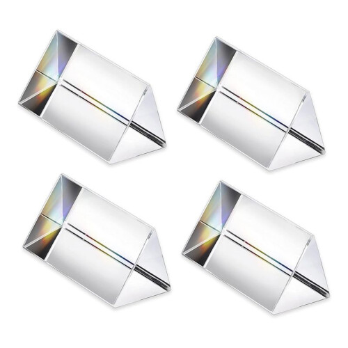 4Pcs Clear Triangular Prism for Rainbow Lights Crystal Optical Prisms Glass Physics Teaching Refracted Light Spectrum