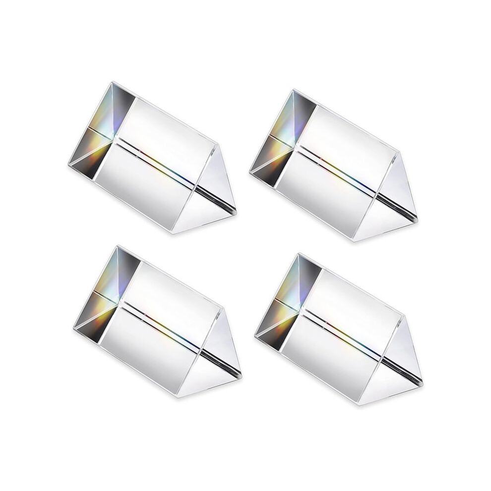 4Pcs Clear Triangular Prism For Rainbow S Crystal Optical Prisms Glass Physics Teaching Refracted Spectrum Light 4712439149736