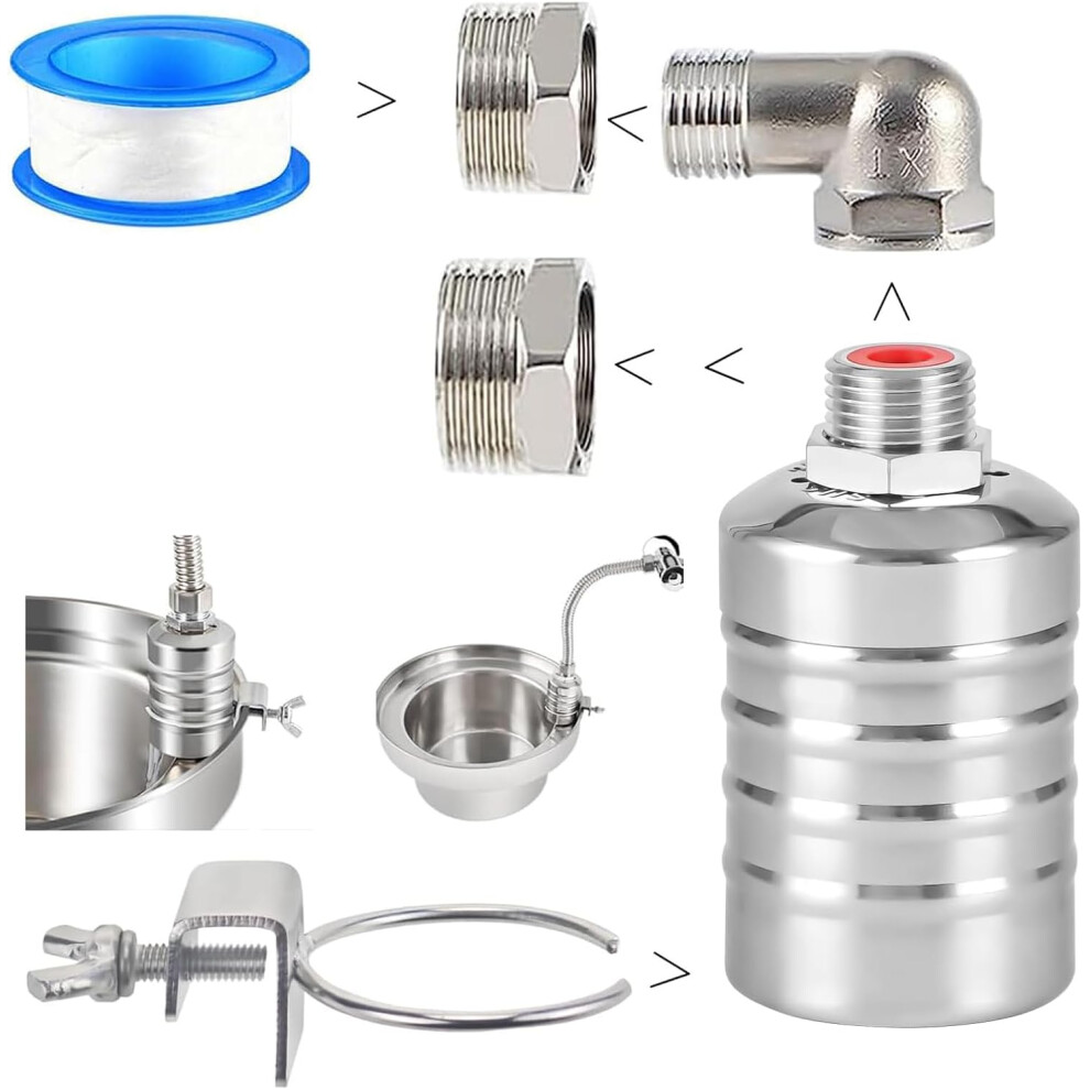 Upgraded Water Float Valve With 1/2" Bend, 304 Stainless For Cistern & Aquarium 5437706981008