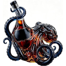 Artistic 3D Sculpted Octopus Glass Decanter, 350ml Octopus Shaped Liquor Bottle
