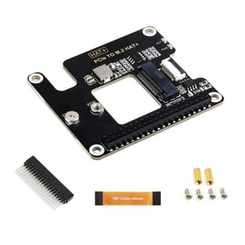 Para Raspberry Pi 5 PCIe para M.2 HAT NVME Placa de ExpansãO de Alta Velocidade com Cabo 16P GPIO Header Support Active Cooler