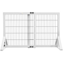 Hondenveiligheidshek, 2-delige beschermende barrière, verstelbare breedte 63-106 cm, hout en staal