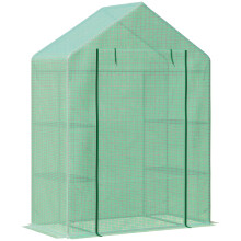 141 x 72 x 191cm Walk-In Portable Greenhouse with 4 Shelves, Roll-Up Zipper Door & PE Cover, for Vegetables & Flowers