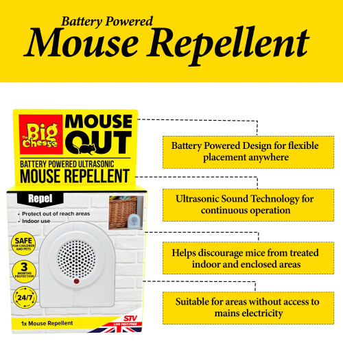 The Big Cheese Mouse Out Battery Powered Ultrasonic Mouse Repellent 2