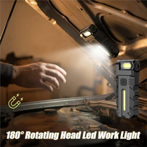 1set/3pcs Rotating  LED Work Light with Magnetic Base Rechargeable  Keychain Light,Suitable for Car Maintenance 2