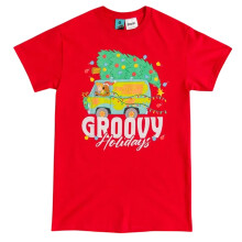(M, Red) Scooby Doo Unisex Adult Groovy Holidays T-Shirt