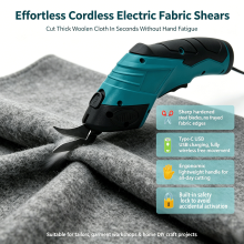 USB Electric Fabric Shears Rechargeable Leather Cardboard Cutter