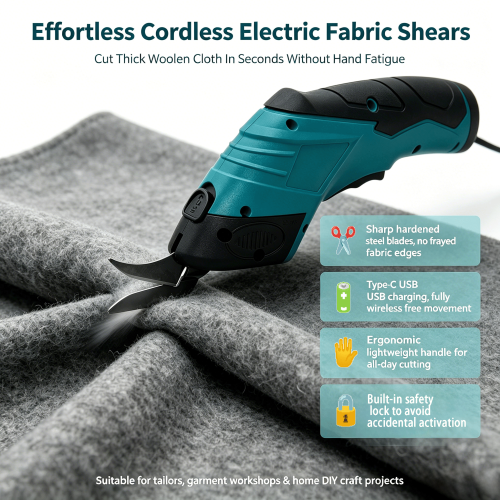 USB Electric Fabric Shears Rechargeable Leather Cardboard Cutter