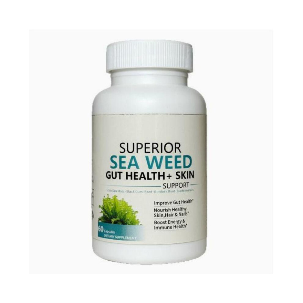 (60 Count (Pack of 1)) Sea Moss Capsules with Black Seed, Bladderwrack & Burdock Root, Gut Health, Skin & Immune Support