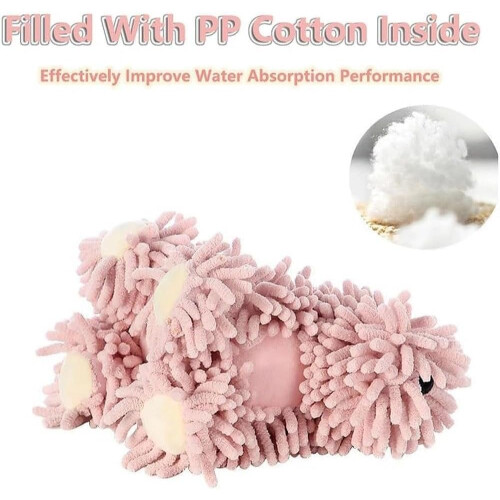 Serviette chien chenille, boule microfibre mains 2