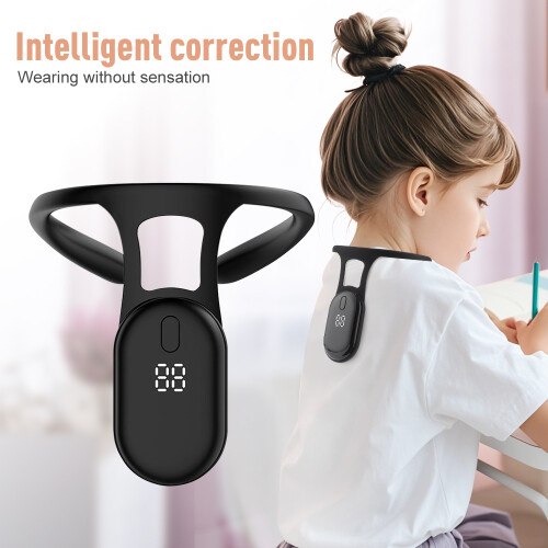 (Black) Intelligent Back Posture Correction with Vibration Reminder Invisible Potential Corrector Suitable for Adjustable Brackets Belt 1
