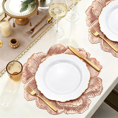 6 sets de table rose métallique, 38cm vinyle pressé 1