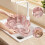 6 sets de table rose métallique, 38cm vinyle pressé 3