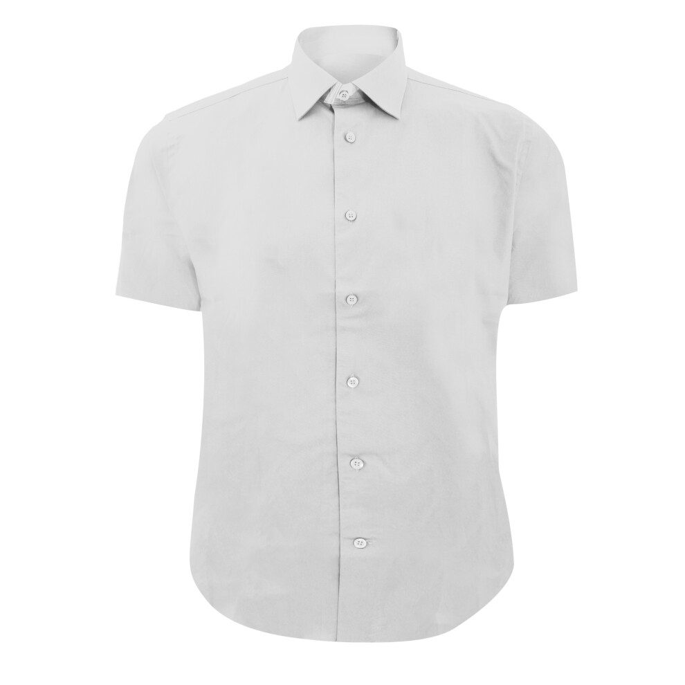 Russell (17, ) Collection Mens Short Sleeve Easy Care Fitted Shirt White