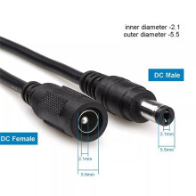Cable de Extensión de Alimentación de 12 V CC, Cable de Alimentación de 5,5 X 2,1 Mm, 12 M para Cámara de Vigilancia CCTV, Enrutador, Tira LED,