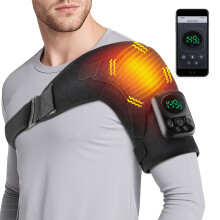 (Shoulder Massager B) Shoulder Massager Electric Heating Shoulder Brace Belt Adjustable Heating Vibration Detachable Wireless Control Relax Muscles